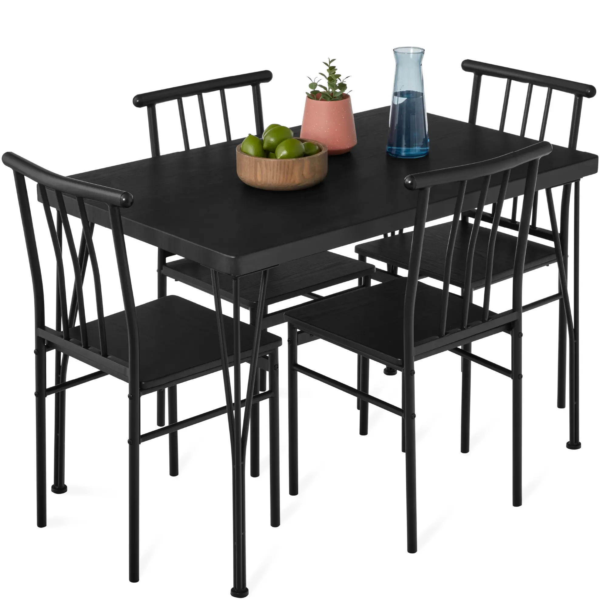 Best Choice Products 5-Piece Indoor Modern Metal Wood Rectangular Dining Table Furniture Set w/ 4 Chairs Best Choice Products 5-Piece Indoor Modern Metal Wood Rectangular Dining Table Furniture Set w/ 4 Chairs