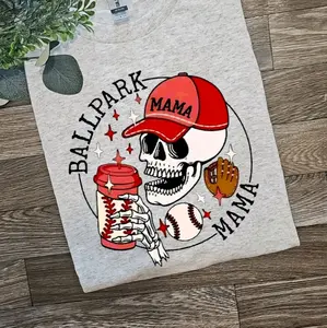 cute ballpark mama baseball mama softball mama popular baseball mom momlife motherhood tee Top Tshirt Shortsleeve Summer