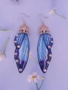 Colorful Butterfly Wing Earrings, Unique Fairy Wing Drop Earrings, Fashion Insect Style Jewelry Gift for Women Girls