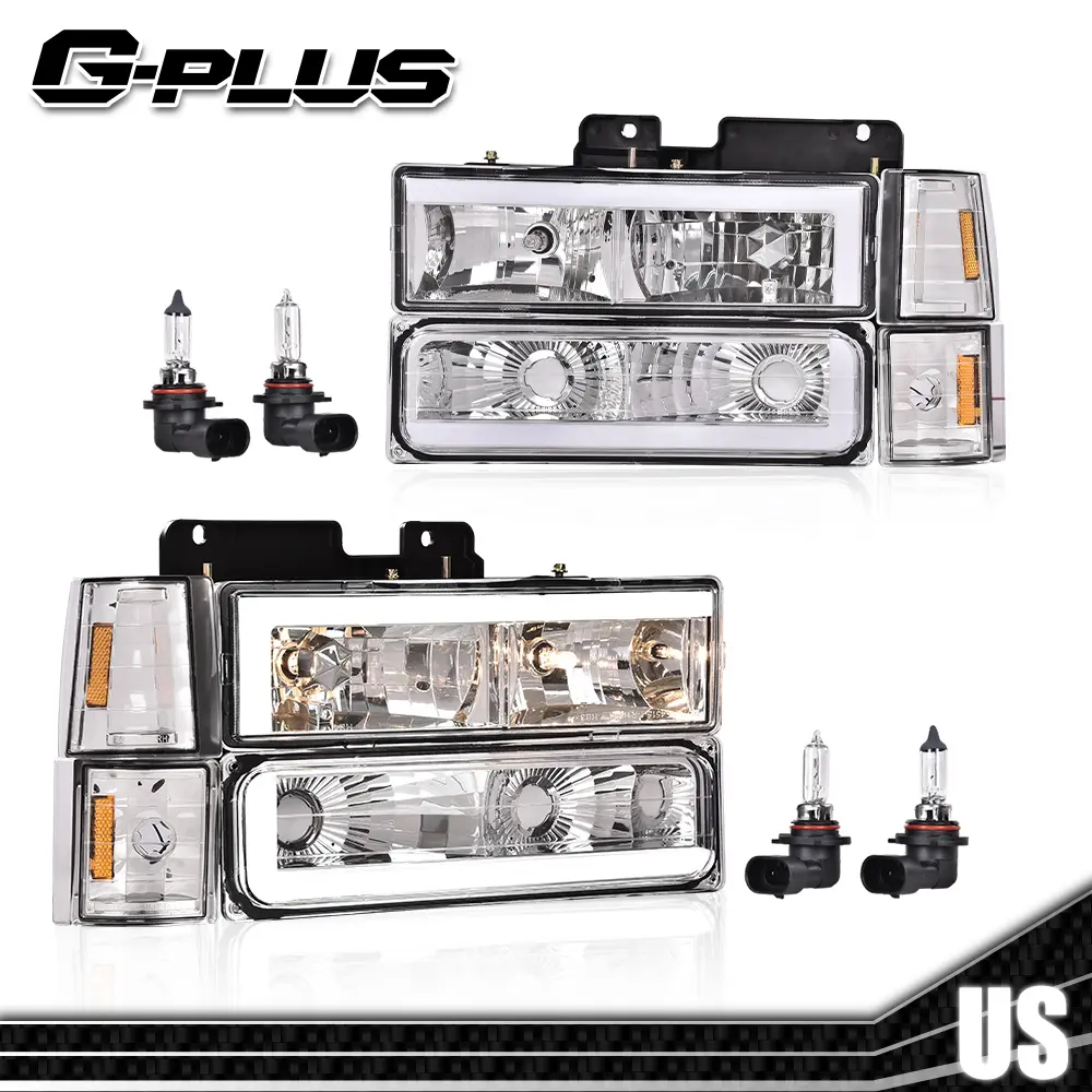 G-PLUS Headlights for 1994-2000 Chevy GMC C/K 1500 2500 3500 LED DRL Headlight Assembly Clear Lens & Chrome Housing G-PLUS Headlights for 1994-2000 Chevy GMC C/K 1500 2500 3500 LED DRL Headlight Assembly Clear Lens & Chrome Housing