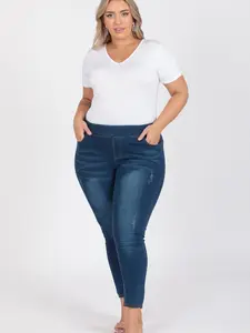 Plus Size Mid-rise Denim Jeggings pants