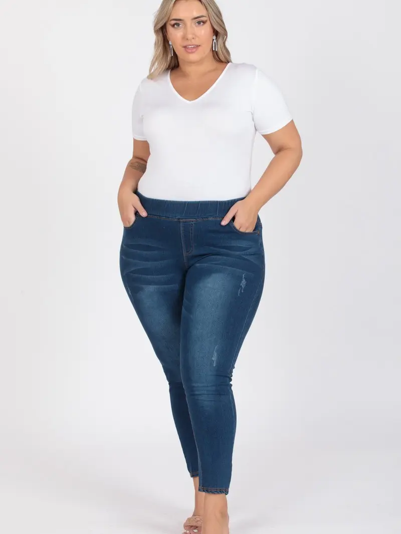 Plus Size Mid-rise Denim Jeggings pants