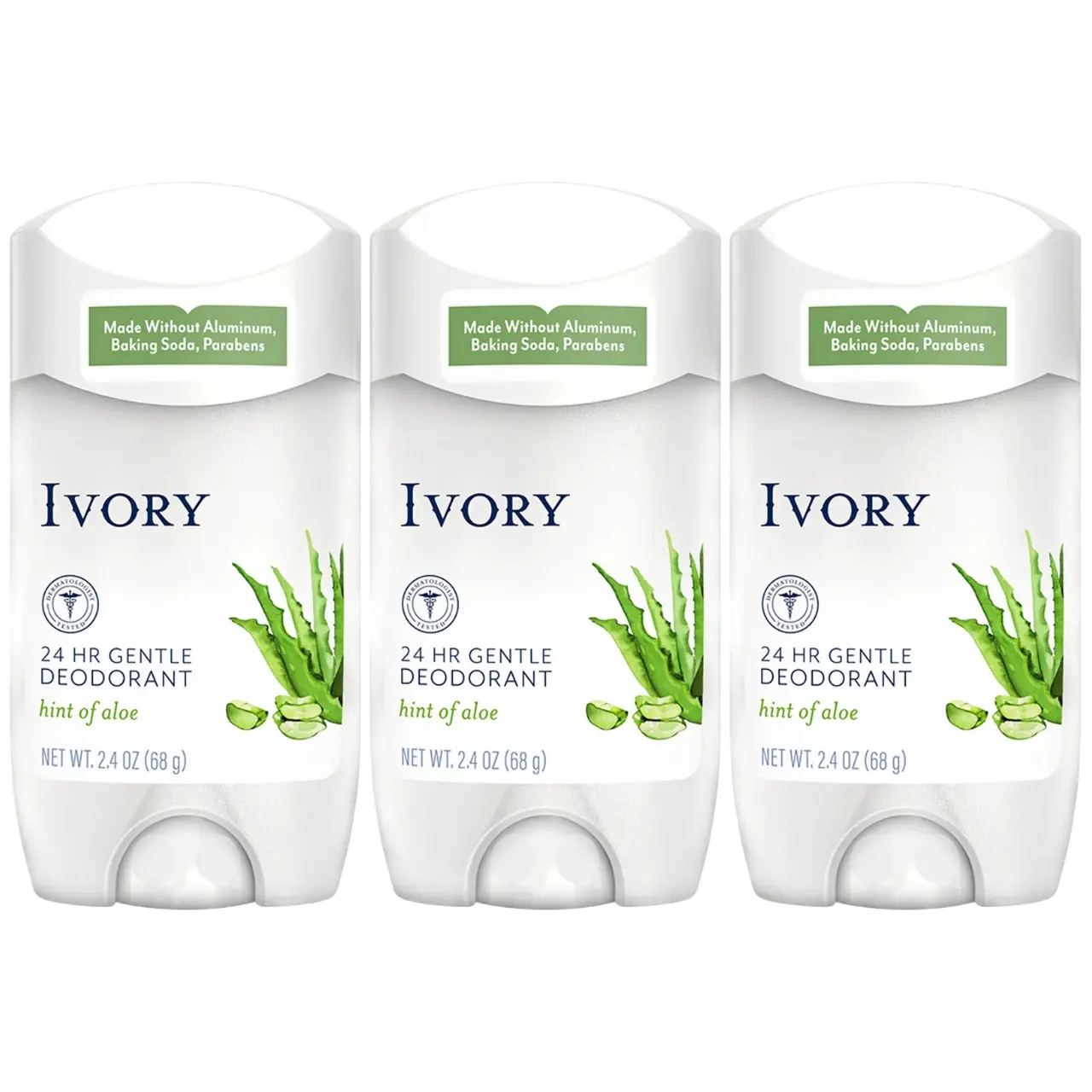 Ivory Gentle Aluminum-Free Deodorant, Hint of Aloe, 2.4 oz ( 3-Pack )