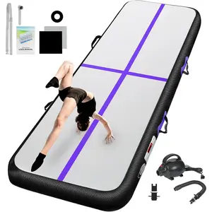 Inflatable Gymnastics Mat 10ft 13ft 16ft 20ft Air Tumbling Track Mats 4/8 inches Thick for Home Use Training Cheerleading Yoga Water with Pump
