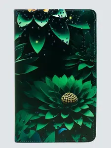 Decorative Hand-Crafted Server Book with Green Floral Design, Elegant Restaurant Waitstaff Organizer