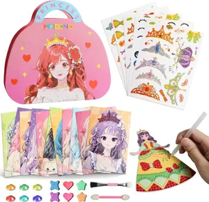 Special Diamond Painting & Princess Book Makeup Craft Kits Foil Art Books Set Play on Paper,Art Educational Toys Crafts Kit for Girl Handcraft Christmas Gifts