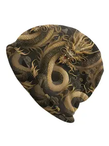 Men's Dragon Beanie Hat with Dragon Scale Design - Chinese Dragon Motif, Comfortable for, Themed Parties & Casual Wear - Nove