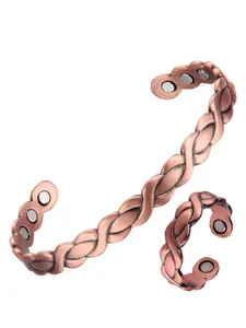 Women's 99.99% Pure Copper Bracelet & Ring Set, Adjustable Cuff Bangle Jewelry, Casual Style Mother's Day Gift for Her, Premium Copper Craftsmanship, Jewelry Sets