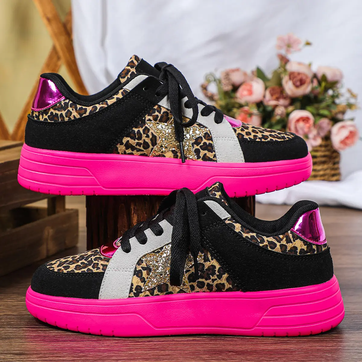 Black Panther Pattern with Rose Red Back