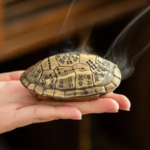 "Lucky Turtle" Incense Burner — Small Auspicious Cloud Coil Incense Holder & Eight Trigram Turtle Shell Censer — Traditional Chinese-Style Small Incense Burner for Home, Teahouse, and Zen-Inspired Decor