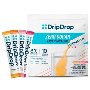 DripDrop Zero Sugar Citrus Variety Pack Electrolyte Powder, 8 oz sticks, 32 count