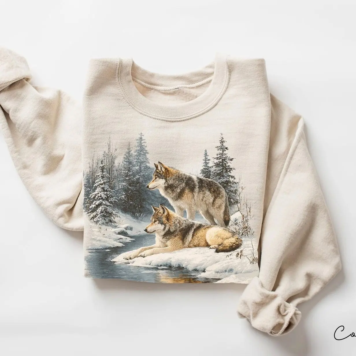 Retro Wolf 90s Sweatshirt , Nature Vintage Wildlife Forest Crewneck, Boho Unisex Cabincore Crewneck Cozy Season Rustic Wolves, Nostalgia