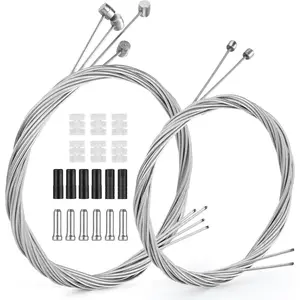 Bike Brake Cable Kit for MTB – Premium Mountain Bicycle Brake Cable Replacement, 4 Brake & 2 Shifter Cables, Universal Derailleur Cable Set Including End Caps, O-rings, and Housings