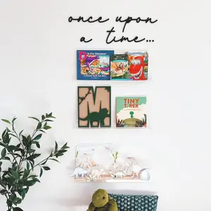 Once Upon a Time Book Nook Sign - Multicolor MDF Decor Featuring Books and Character Designs