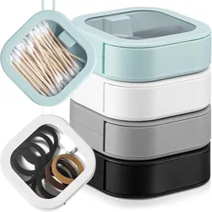 4 Pcs Assorted Colors Hair Tie Organizer Portable Hair Accessory Storage Containers Stackable Tie Bobby Pin Holder Home Cotton Swab Dispenser Accessories Jewelry Organizer Box