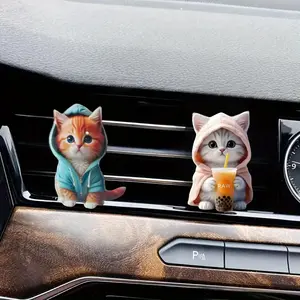 Cute Cat Design Car Air Freshener Clip, Car Air Outlet Aromatherapy Tablet Decoration, Car Interior Decoration Accessories for Women & Girls, Car Accessory, Car Interior Diffusers