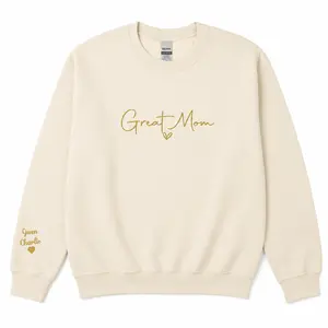 Custom Great Mama Embroidered Sweatshirt with Kids Names – Meaningful Gift for Grandma Mother's Day Birthday Personalized, Girly Soft Girl Sweatshirt