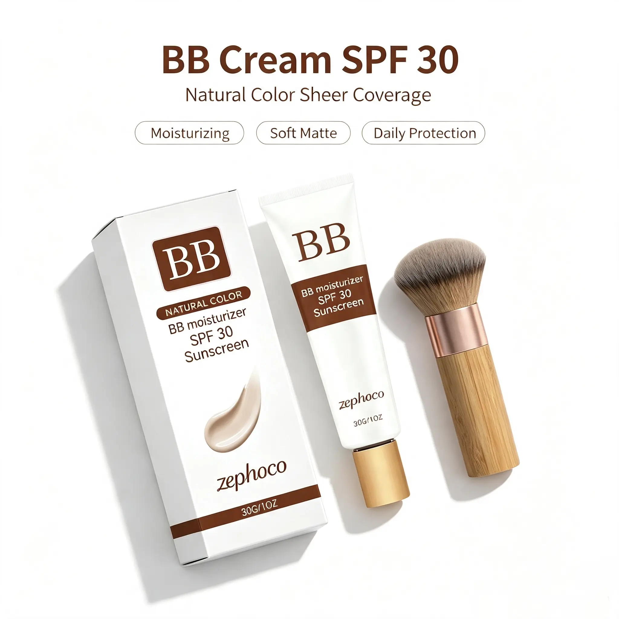 BB Cream SPF30, Moisturizing Sheer Coverage Soft Matte Natural Base Makeup, Daily Tinted Sunscreen for Women, 30g Cosmetic Moisturize Moisturizer Hydrating Moisture Hydrate Uv girl pro coverage liquid foundation