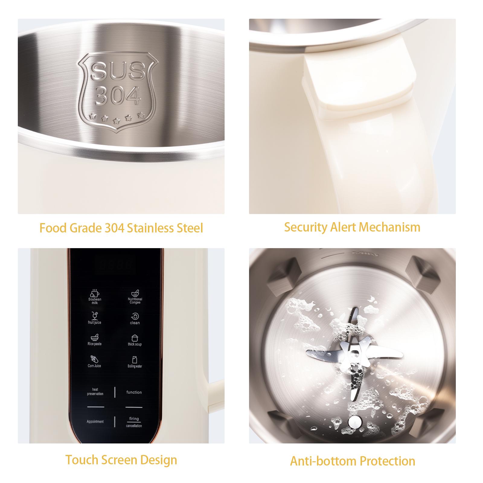 8-in-1 Multifunctional Automatic Nut Milk Machine&Coffee Maker, 48oz/1.5L Auto Self-Cleaning, Delay Start, Keep Warm, Boil Water – Stainless Steel,White 8-in-1 Multifunctional Automatic Nut Milk Machine&Coffee Maker, 48oz/1.5L Auto Self-Cleaning, Delay Start, Keep Warm, Boil Water – Stainless Steel,White