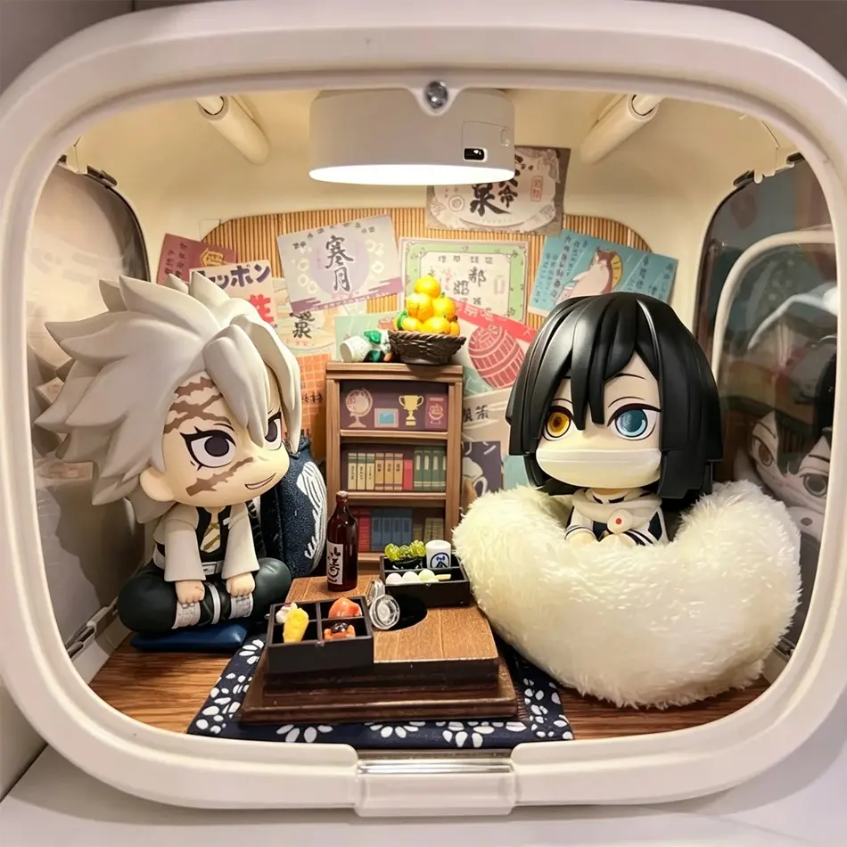 Sanemi Shinazugawa, Kyojuro Rengoku, Obanai Iguro, Doma — "Look Up" Series Chibi PVC Figures (Seated Pose) — Collector-Grade Desktop Display Pieces