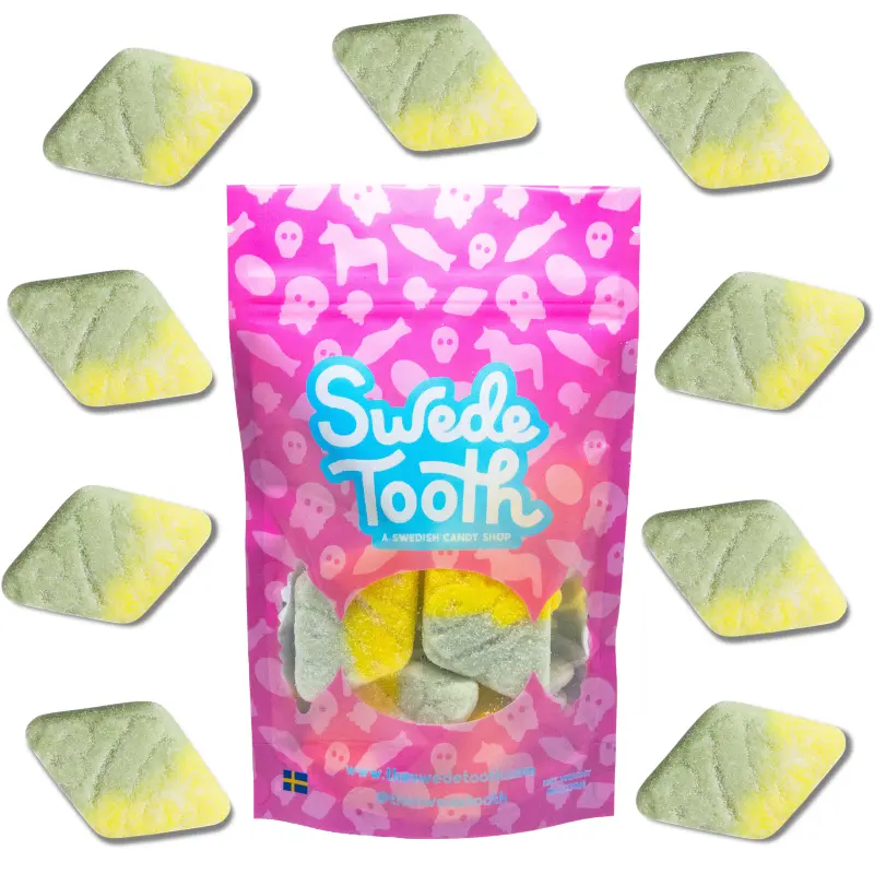 BUBS Sour Tutti Frutti Rombs- 1/2lb -Swedish Candy - Vegan Sour Candy