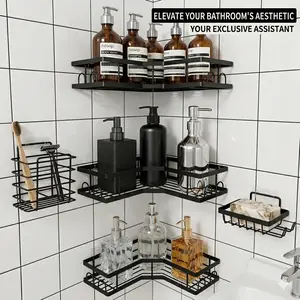 No-Drill Bathroom Shower Organizer Set | 5-Pack Waterproof Apartment Essentials & Decor