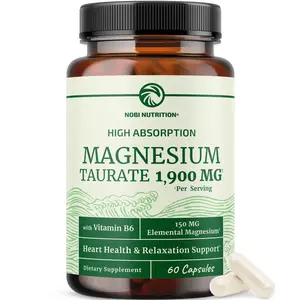 Nobi Nutrition High Absorption Magnesium Taurate 1900mg with Vitamin B6 & BioPerine for Heart Health & Relaxation Support 60 Capsules