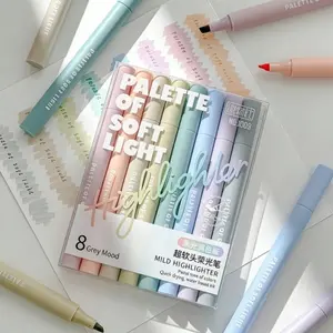 8-Pack Ultra-Soft Tip Highlighters, Ideal for Students and Office Workers, Perfect for Doodles, Diaries, Annotations, Writing, Learning Supplies, Gift Ideas