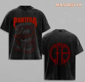 Vintage Pantera T-Shirt Vintage T-Shirt Washed Tee retro Unisex T-shirt streetwear oversized heavy cotton unisex graphic graphic tee crewneck featuring venom snake inspired aggressive metal artwork vintage t-shirt