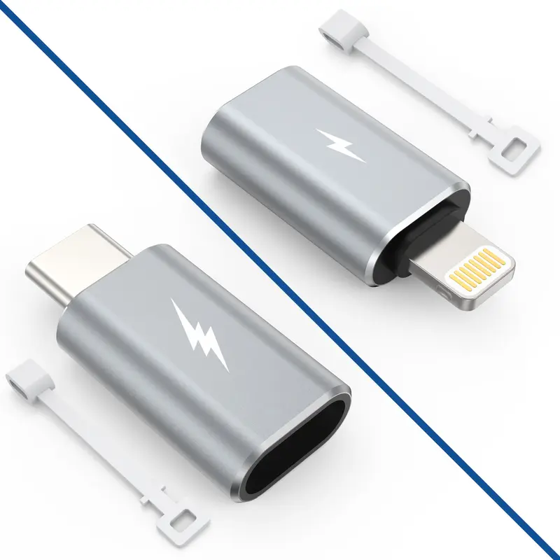 TechMatte Adapter 27W PD Fast Charging Compatible with iPhone/iPad/iPod/AirPods/Iphone 15, Support Data Transfer, Not Support Headphones/OTG, with Anti-Lost Holder,type c & lightning port