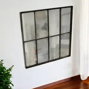 HomeRoots 489209 40 in. Black Square Metal Framed Accent Mirror