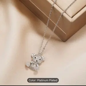 Rhinestone Bear necklace Female Birthday Anniversary Daily Female