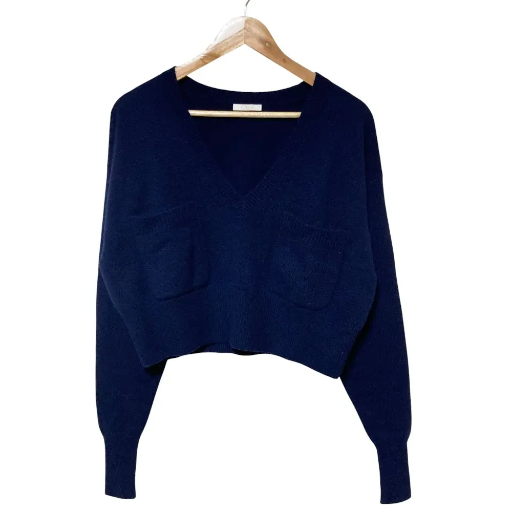 Pre-owned Chloé Cashmere Small Leather Goods Chloe V neck Cropped Sweater