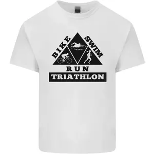 Triathlon Triangle Running Swimming Cycling Mens Cotton T-Shirt Tee Top