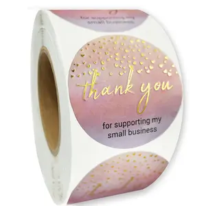Thank You Stickers Small Business - 1.5" Waterproof Stickers - 400 Label Per Roll - Gold Foil Accents