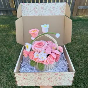 Handmade Mother’s day Gifts Crochet Flowers in Pot artificial plants