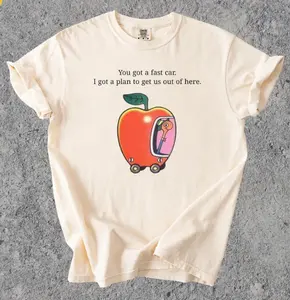 Comfort Colors Fast Car T-Shirt, Apple Car Driving Design, Tracy Chapman Quote Tee, Whimsical Escape Shirt, Richard Scarry