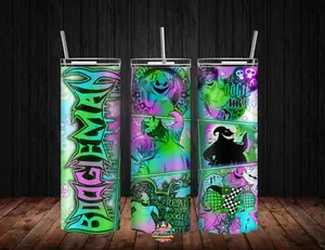 Nightmare before Christmas Oogie Boogie 20oz Tumbler Cup with Reusable Straw and Cleaning Kit - Portable & Washable - Drinkware, Bottle - Mug, Water Bottles skinny tumbler festive drink stainless steel cute travel coffee stylish gifts