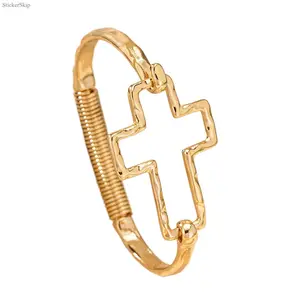 2026 New Cute Cross Design Bangle Bracelet for Women, Trendy All-Match Fashion Jewelry, Exquisite Lightweight Daily & Party Accessory, Perfect Elegant Gift for Birthday, Anniversary, Holiday & Girlfriend, Wife, Friends Gifting