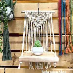 Macrame wall shelf