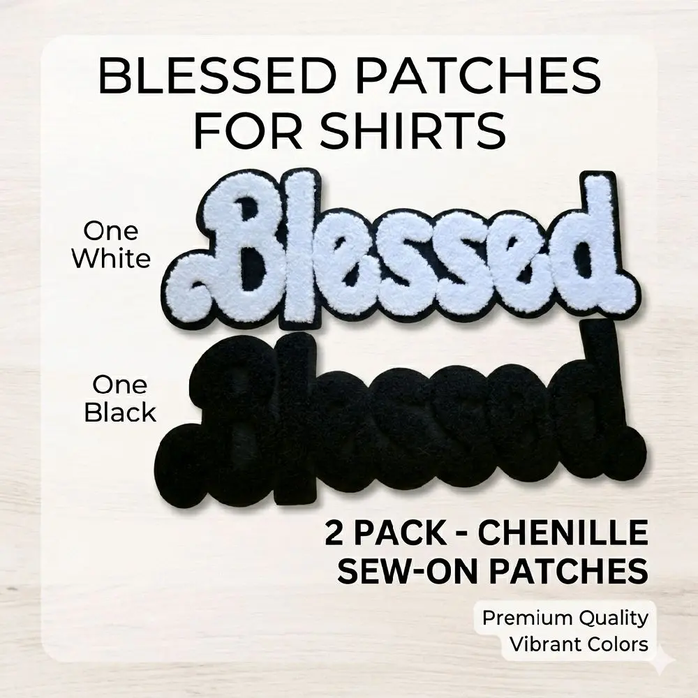 Blessed  Letter Patches- Iron on Patches for Hats Clothes Bags Backpacks Embroidery Design