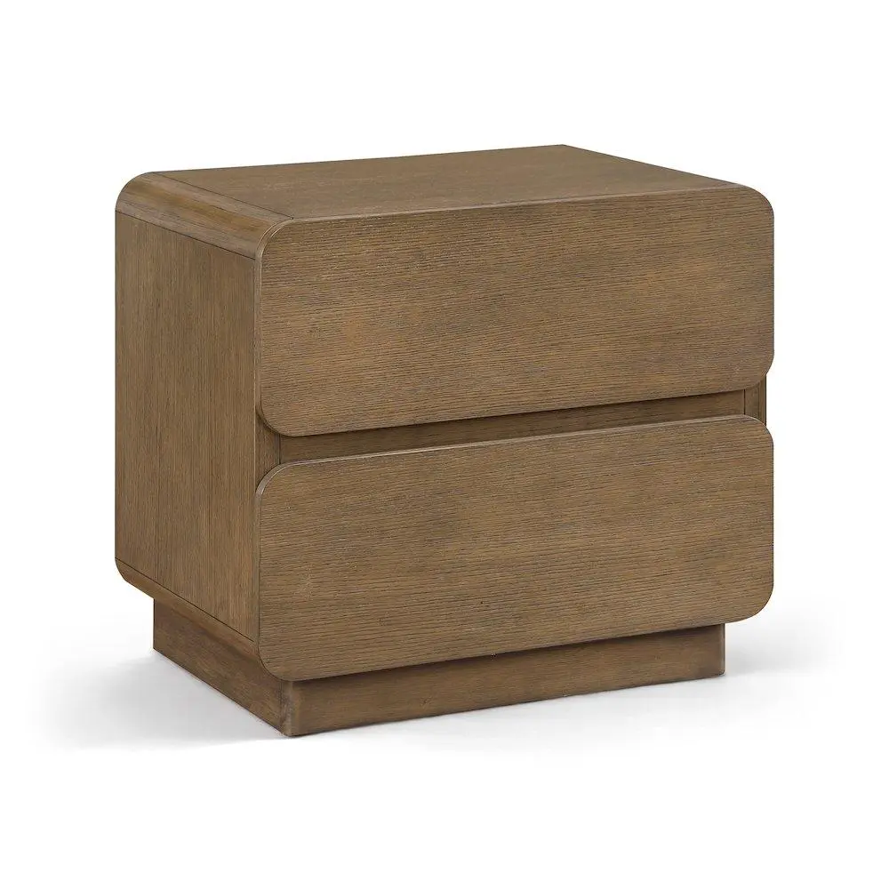 Adagio Brown Solid Wood-Oak Veneer Nightstand, Indoor Furniture Side Table for Bedroom
