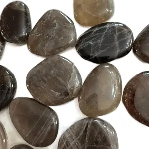 Smoky Quartz Crystal Flat Palm Stone 1 Piece Round Montana Golden Plated Crystal Gemstone Pendant