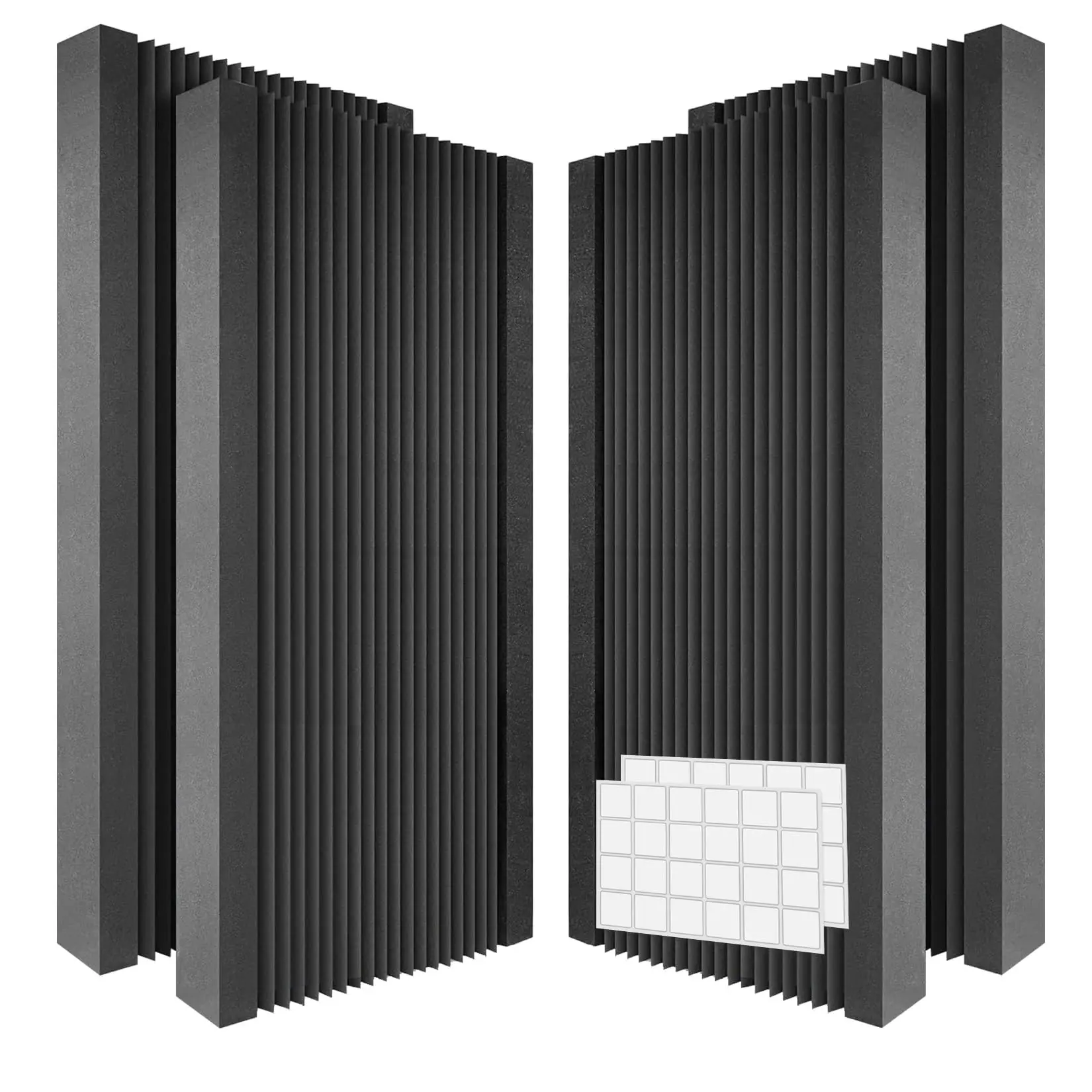 Garvee 4 Pack Acoustic Panels, 48x24x2 in Soundproof Wall Panels Foams, Easy Installation, Noise Reducing Sound Dampening Foam Mat for Bedroom Media Room Studio, Black