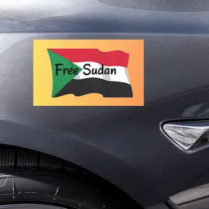 Free Sudan 7.5x5.5 Car Magnet to Show Solidarity with Sudanese Flag Design for Vehicle Display