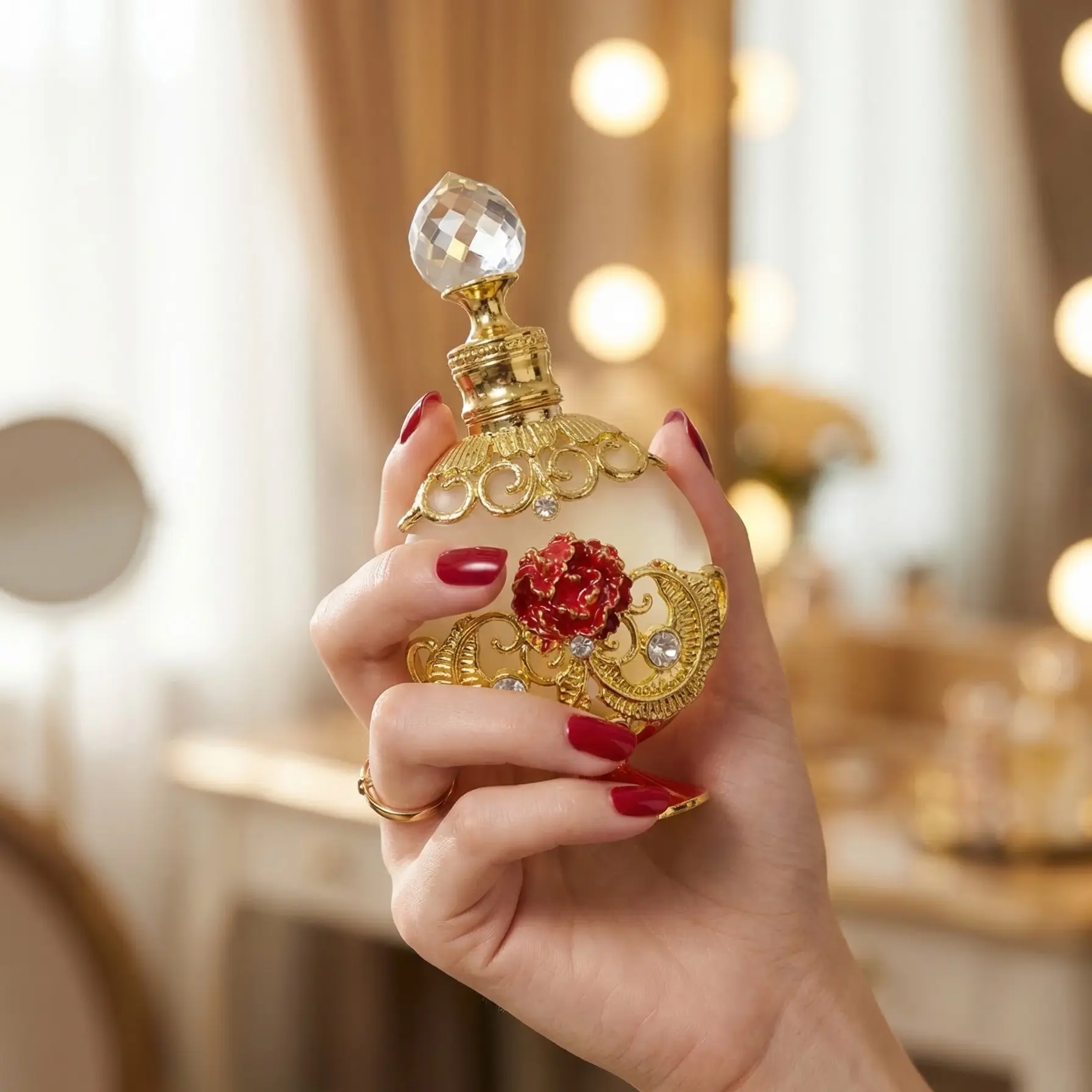 Natural Women's Perfume Oil Concentrate, Arabian Perfume Oil, Long-Lasting Floral Fragrance, Middle Eastern Musk Scent, 18ML Portable Rose Enamel Bottle, Elegant Floral Fragrance, Fragrance Perfume Oils