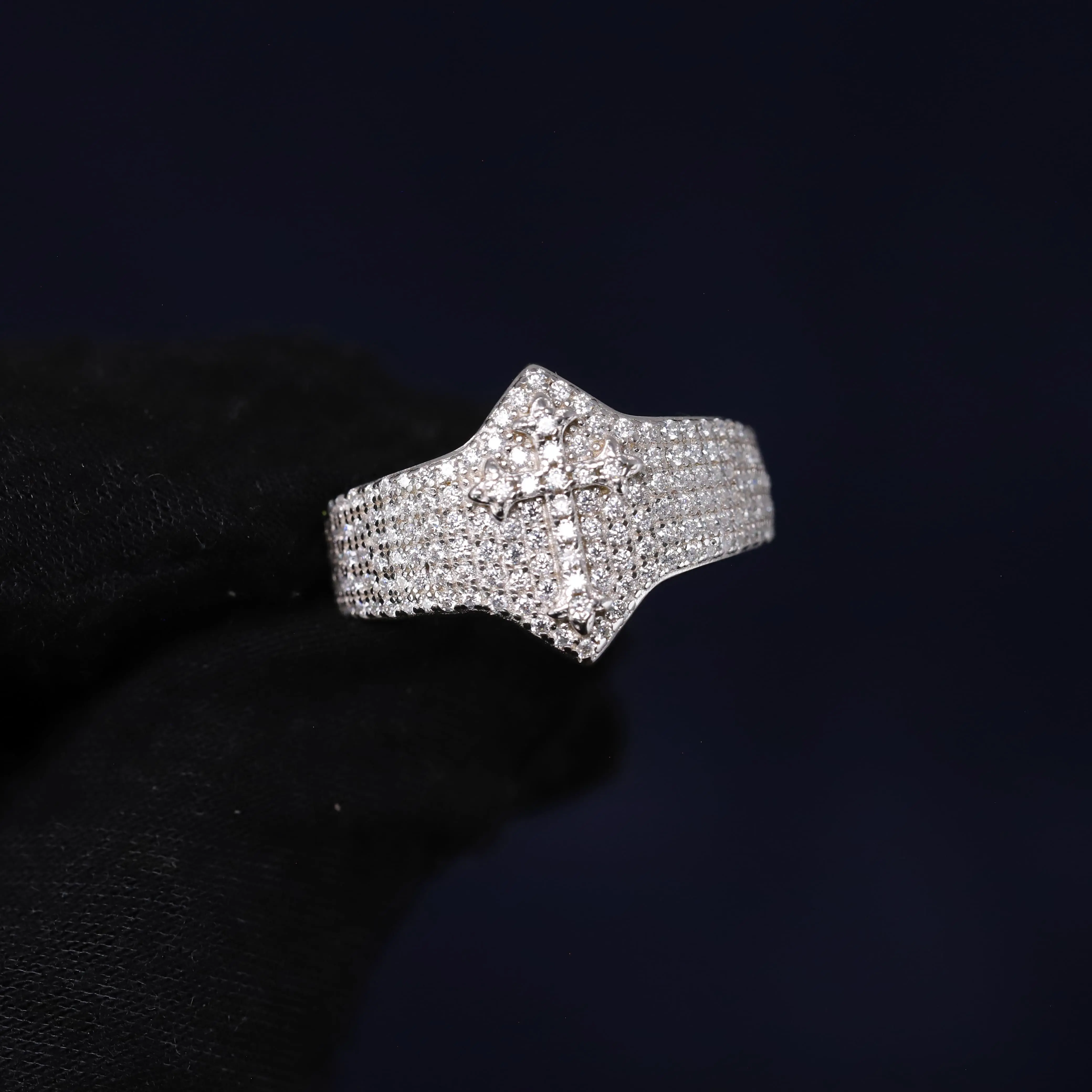 Moissanite Cross Ring (Approx. 3.15CT) – 925 Sterling Silver