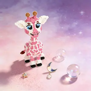 Cute Giraffe 3D Puzzle Building Block Decoration, Home Office Bookshelf Decor, Party Living Room TV Stand Display Gift