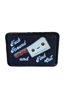 find out cleaver funny  meme cute  2"x3" morale patch with hook and loop backing