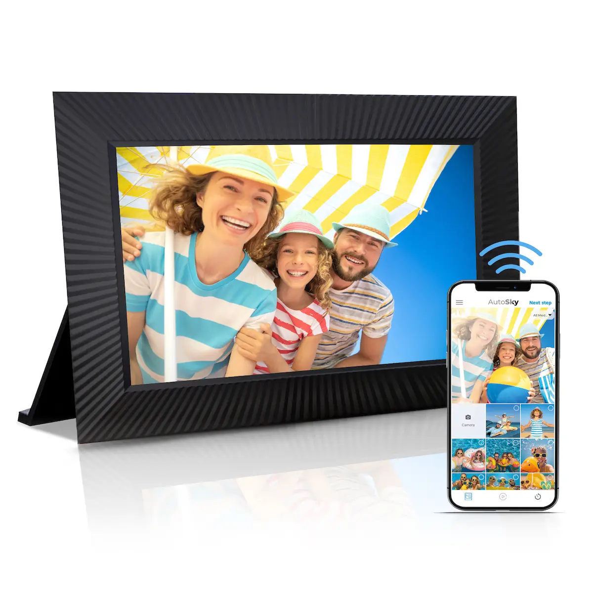 AutoSky WiFi Digital Photo Frame 10.1 Inch IPS Touchscreen Electronic Photo Frame with 32GB Digital Picture Frames Share Photos Videos Music Calendar